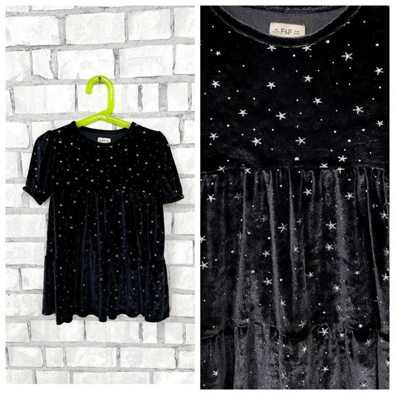 4T Geburtstagskleid Schwarzes Samtkleid Babykleid Mädchenkleid Kinderkleid Galaxy Kleid Kleinkindkleid Sternenprint von Lolitavintagee