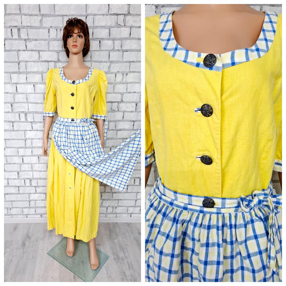 80Er Gelbes Leinen Dirndl Kleid Xl Oktoberfest Kleidung Retro Leinenkleid Dirndlkleid Deutsches Festival Volkskleid von Lolitavintagee