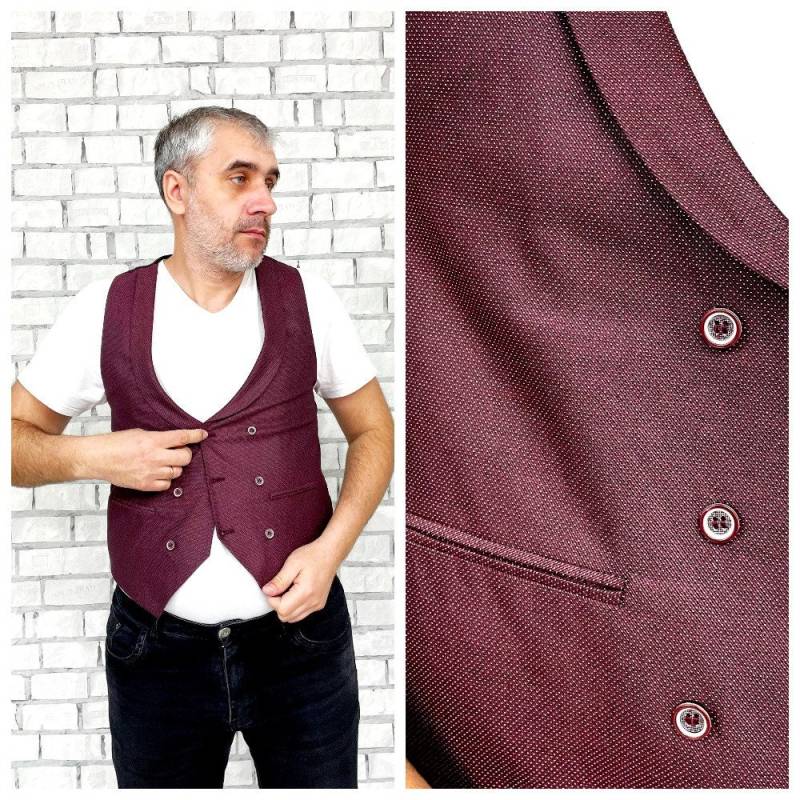 Anzugweste S Herrenweste Trauzeugin Geschenk Hochzeitsweste Brautweste Gepunktet Weste Burgund Groomsman von Lolitavintagee