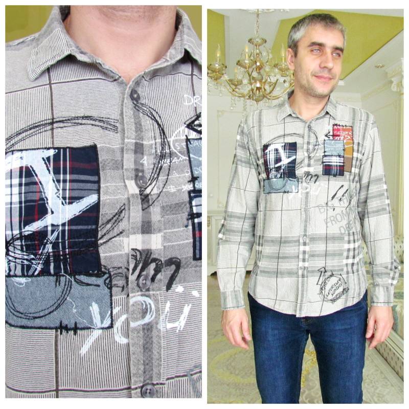 Arbeit Shirt Langarm Herren Cowboy Button Up Grau Karierten Retro Vintage Baumwolle Westlichen Größe M von Lolitavintagee