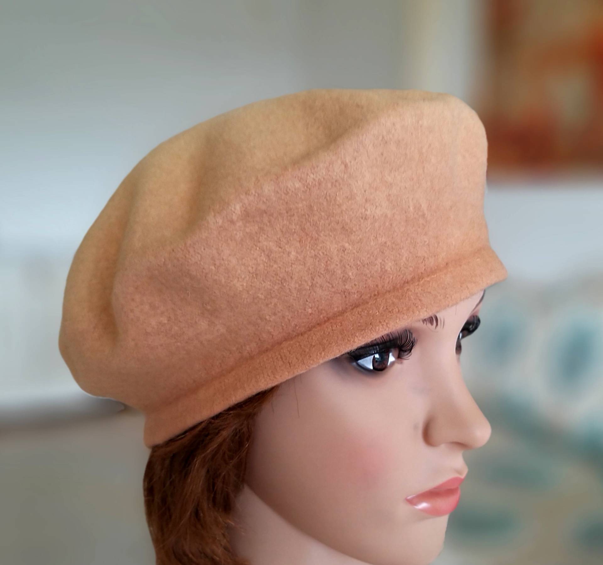 Beige Mütze Retro Damen Wintermütze Wolle Warme Mütze Barett Damenmütze Boho Beige Beret Damenmütze von Lolitavintagee