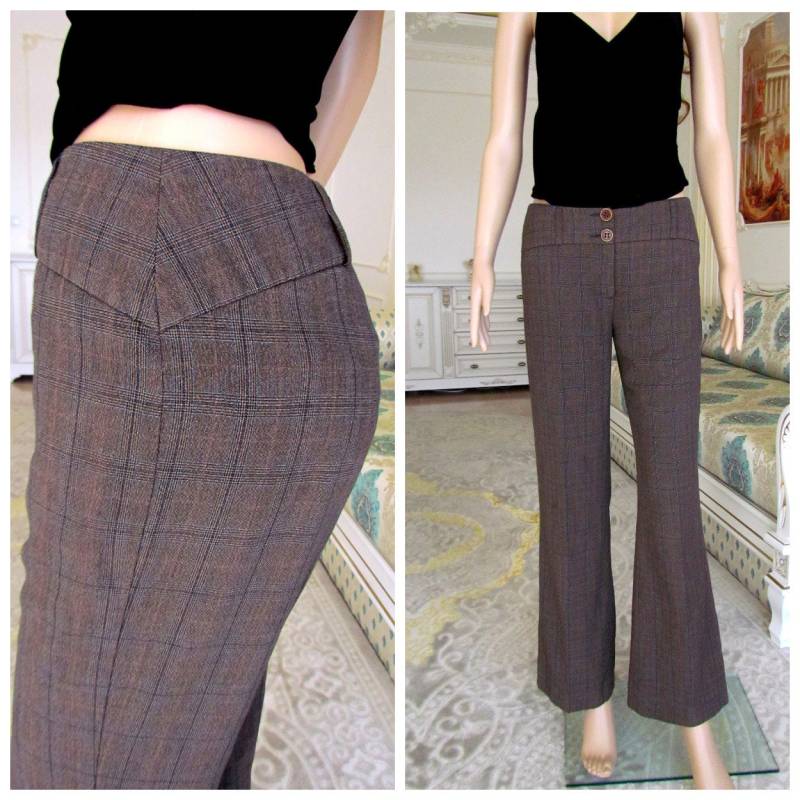 Braun Karierte Hose Damen Retro Tartan Golfhose Disco M Unter Karierte von Lolitavintagee