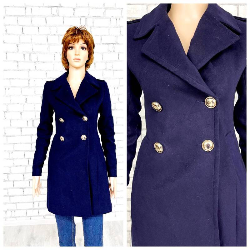 Damen Kleidung Vintage Damenmantel Zweireihiger Mantel Herbstmantel Xxs Frühlingsmantel Marineblau Jacken von Lolitavintagee