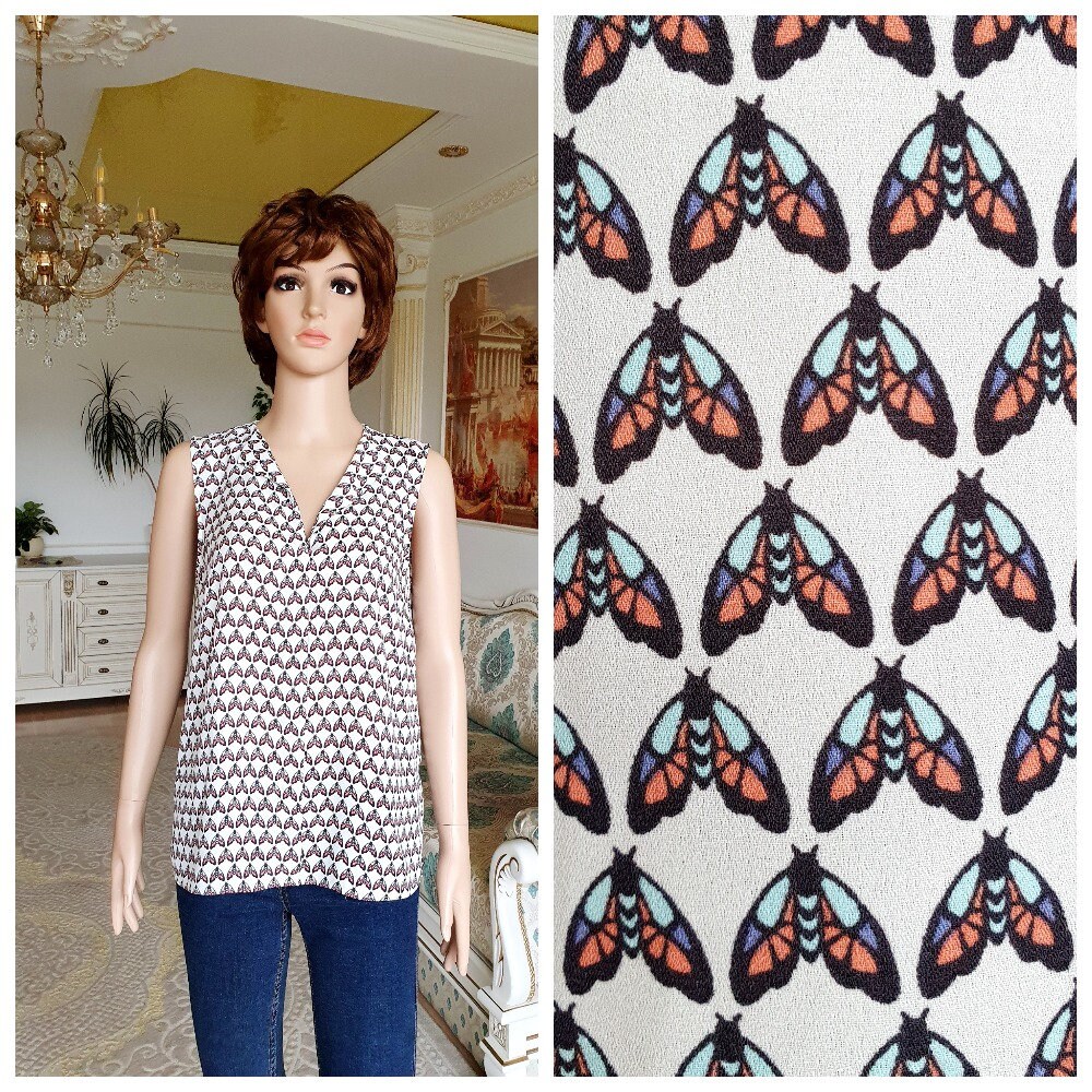Damen Top Vintage Schmetterling Print Strand Insekten Sommer Party Boho Tank Xl Schmetterlingsbluse Damen Top Vintage Schmetterling Print Strand Insekten Sommer Party Boho Tank Xl Schmetterlingsbluse von Lolitavintagee