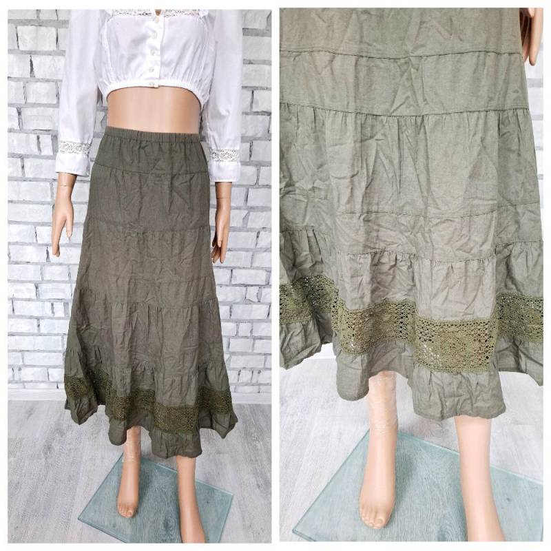 Damenrock Skater Rock Khaki Spitzenrock Olivgrün 5xl Stufenrock Baumwollrock Rüschenrock Minirock Trendrock von Lolitavintagee