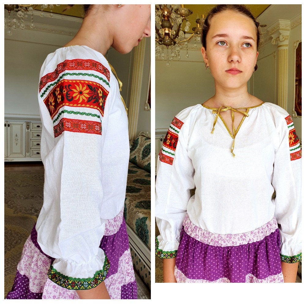 Folk Top Mädchen Dirndl Bluse Crop Festival Oktoberfest Kinder von Lolitavintagee