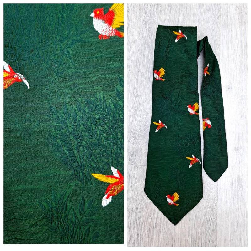 Grün Schweiz Krawatte Papageienprint Vogel Hochzeitskrawatte Lehrer Geschenk Lehrerkrawatte Sammlerstück Papagei von Lolitavintagee
