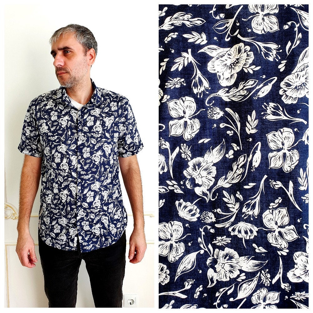 Hawaii Hemden Aloha Shirt Herren M Floral Boho Hibiskus Print Hawaiian Hippie Strand Blau Hawaii Hemden Aloha Shirt Herren M Floral Boho Hibiskus Print Hawaiian Hippie Strand Blau von Lolitavintagee