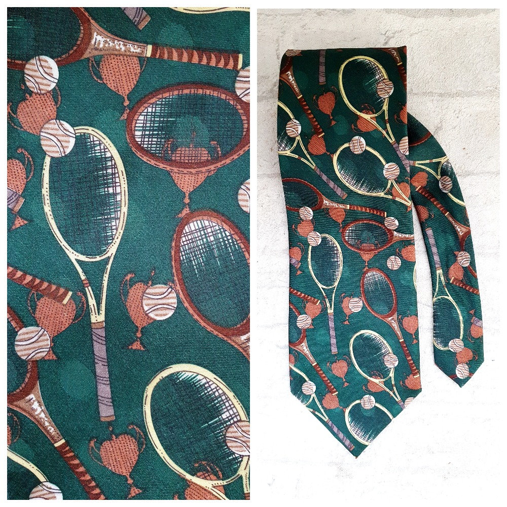 Herren Accessoires Tennis Liebhaber Geschenk Sport Krawatte Hochzeit Tennisprint Vintage Bräutigam von Lolitavintagee