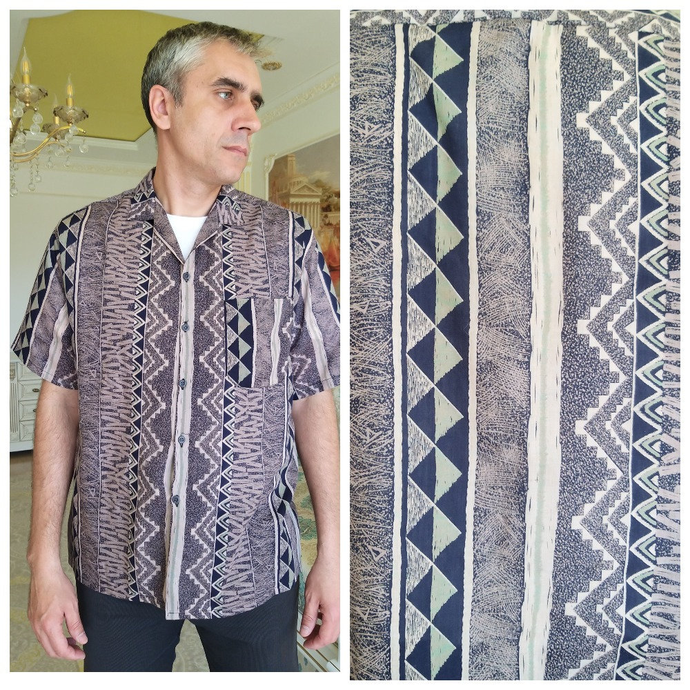 Herren Shirt Abstrakte Hemdbraun Festival Druck Boho Hippie Hemden Kurzarm Sommer Button Up Xl Herren Shirt Abstrakte Hemdbraun Festival Druck Boho Hippie Hemden Kurzarm Sommer Button Up Xl von Lolitavintagee