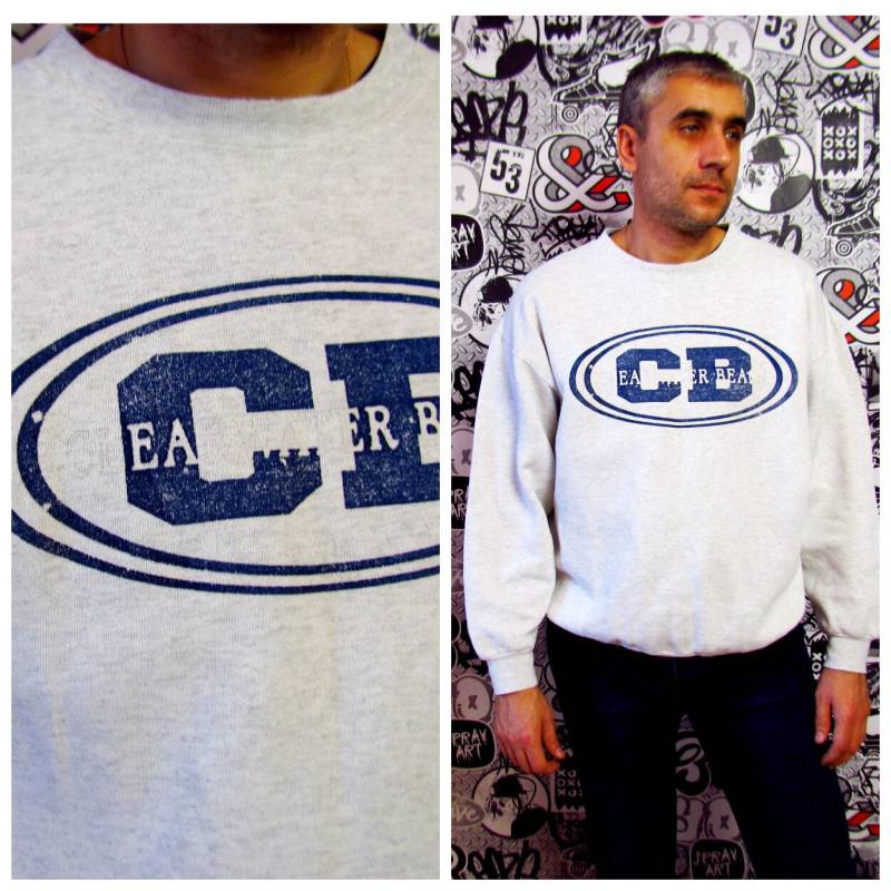 Herren Sweatshirt Vintage Grau Pullover Sport Langarm Oben Reisen Große Xl von Lolitavintagee