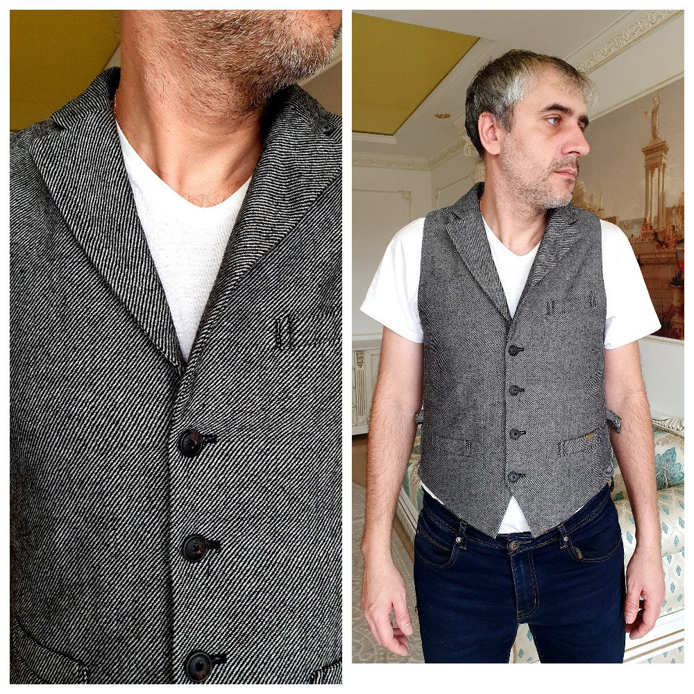 Herren Weste Wolle Vintage Top Graue Herringbone Tweed Westen Retro Halfter M von Lolitavintagee