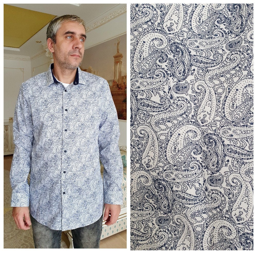 Lässiges Shirt Xl Paisley Abstrakt Shirts Herren Print Muster Boho Hippie Festival Button Up von Lolitavintagee