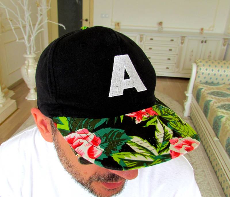Männer Kappe Trucker Mütze Urlaub Baumwolle Federhaube Brief Baseball-Cap Hip Hop Sommer Blumen Schwarze Einstellbare von Lolitavintagee