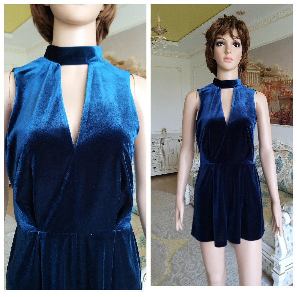Marineblauer Samt Overall Damen Kurz Retro Overalls M Shortalls Latzhose Grunge Strampler von Lolitavintagee