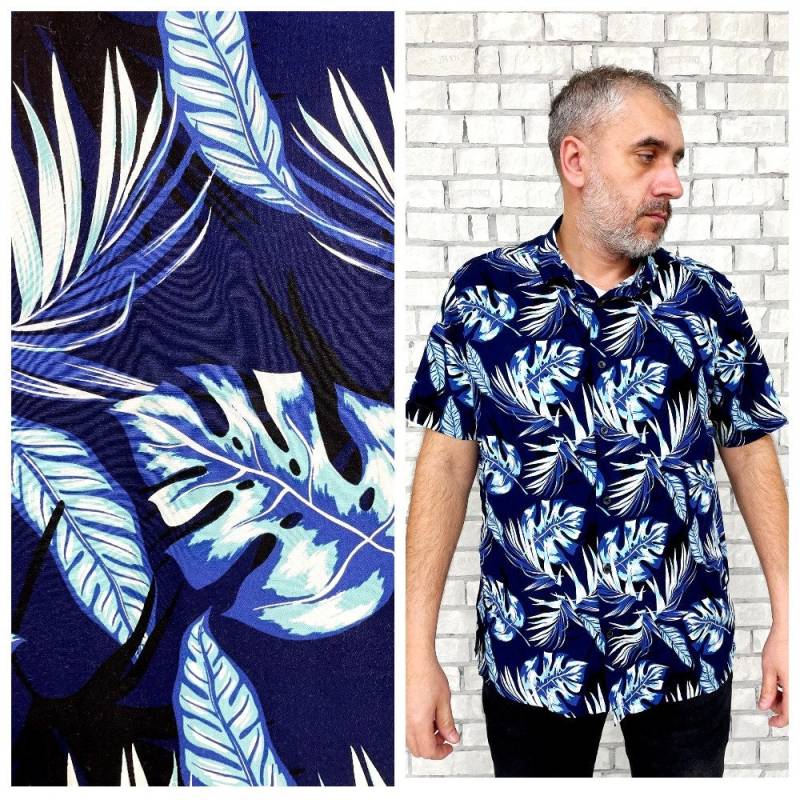 Marineblaues Hemd Herren Blumenhemd Bohohemd Blatt Mit Print Hawaiihemden Hawaiian Hippiehemd Aloha Pflanzenhemd Xl von Lolitavintagee
