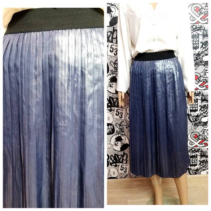 Muttertag Geschenk Lila Plissierten Rock 90Er Jahre Vintage Boho Mod Frauen Midi Skater L von Lolitavintagee