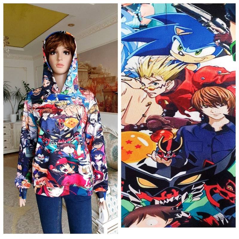 Oversize Hoodies Kapuzenpullover Anime Print Sweatshirt Retro Vintage Sonic M von Lolitavintagee