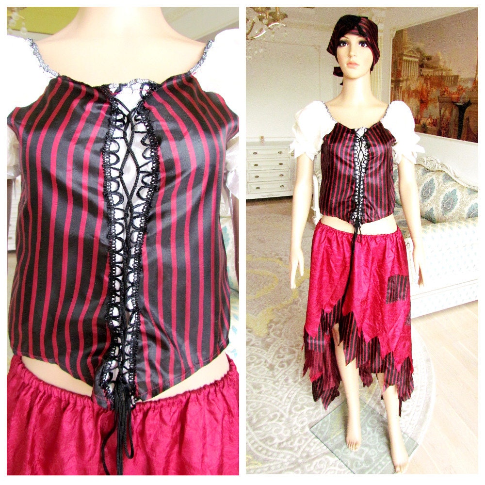 Piraten Kleidung Halloween Kostüm Piratenrock Damen Cosplay Ausgefallene Bluse Piratenbluse M von Lolitavintagee