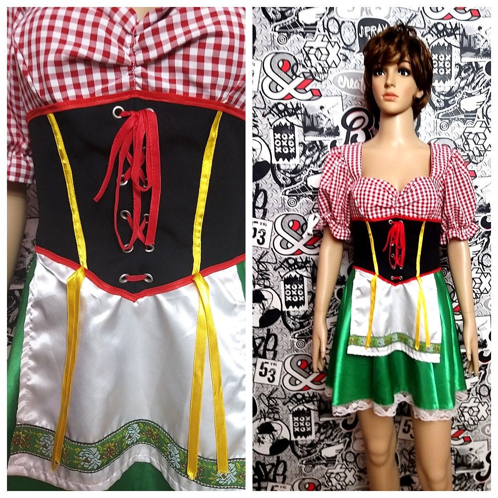 Rot Grün Dirndlkleid S/M Oktoberfest Kleidung Rot Dirndl Trachtenkleid Oktoberfestkleid von Lolitavintagee