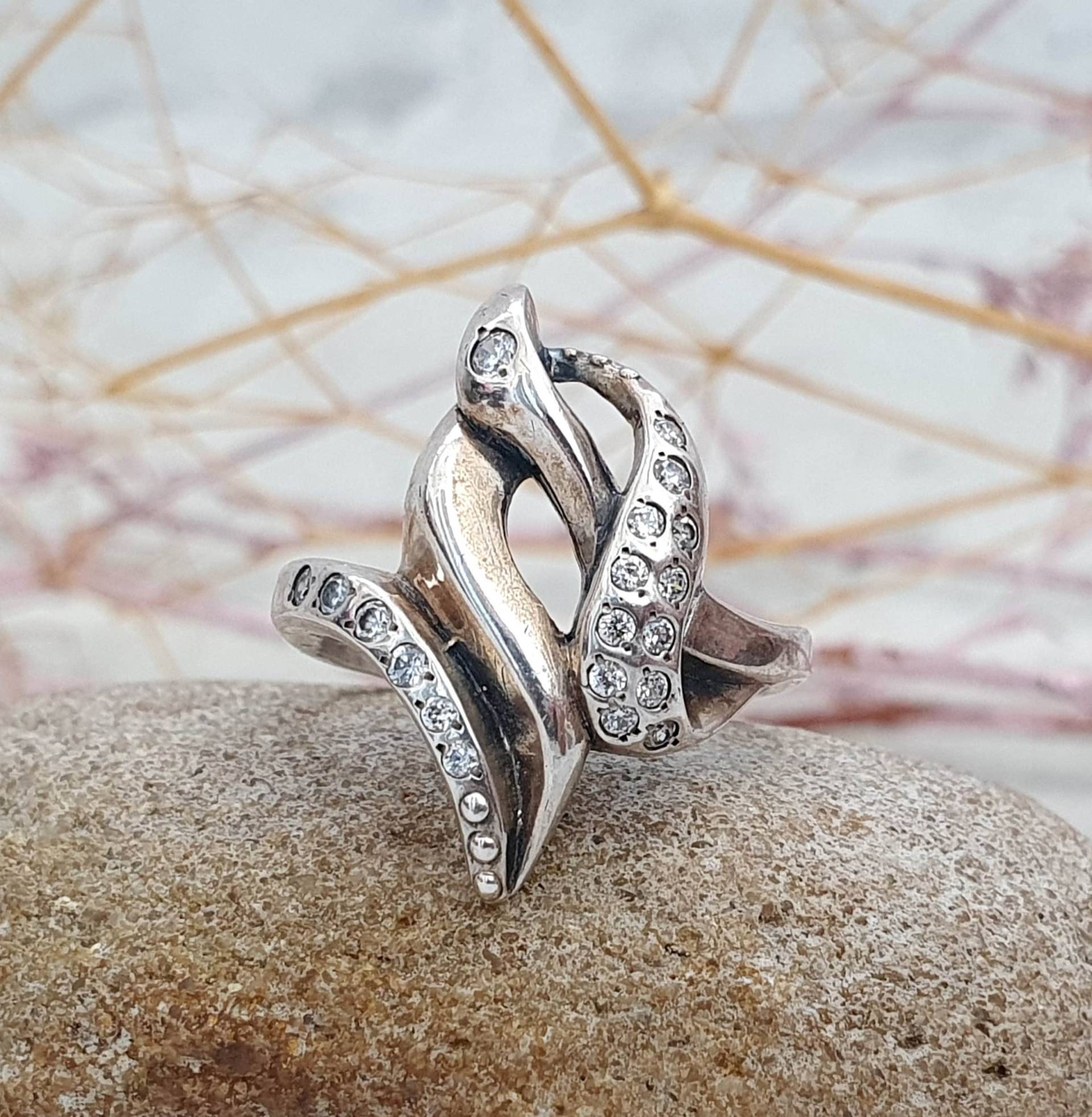 Schlangen Schmuck Vintage Silber Ring Statement 925 Sterling Damen Tier 6, 5 von Lolitavintagee