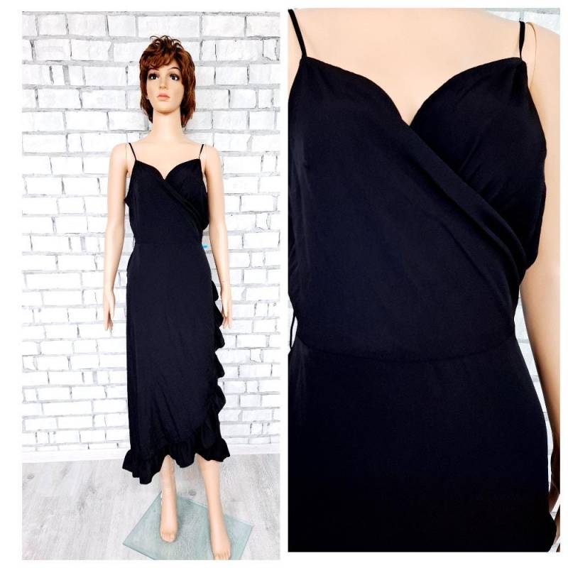 Schwarzes Langes Kleid Xl Schwarz Wickelkleid Gothic Sommerkleid Abschlussball Abendkleid Rüschenkleid Hexenkleid Halloweenkleid von Lolitavintagee