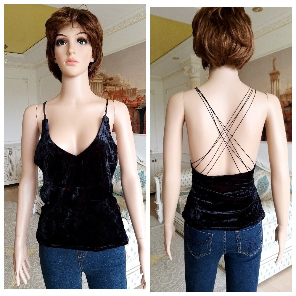 Stretch Top Samt Schwarz Burgunder Strand Ärmelloses Damen Formelles Sommer Crop Gothic M Boho Stretch Top Samt Schwarz Burgunder Strand Ärmelloses Damen Formelles Sommer Crop Gothic M Boho von Lolitavintagee