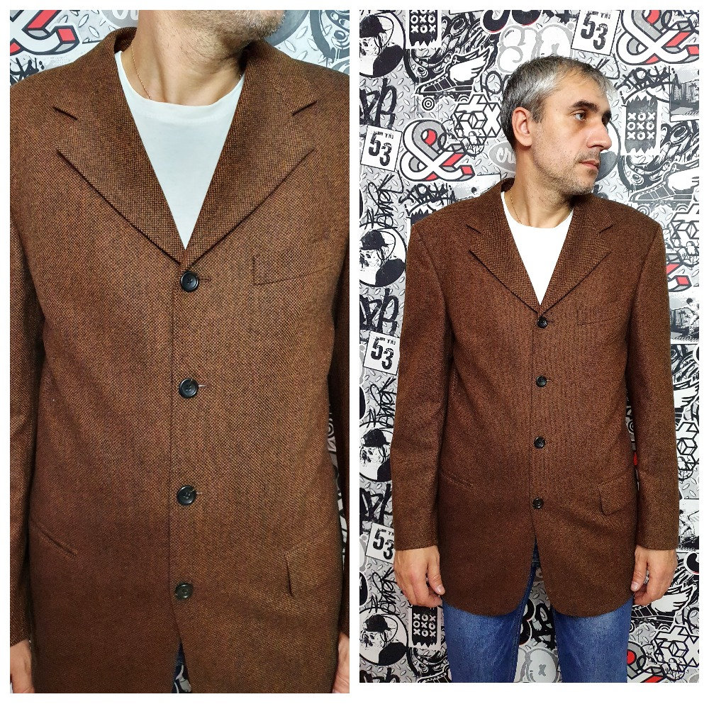 Tweed Wolle Blazer Herren Bekleidung Xl Jacken Karierte Mantel Jacke Braun von Lolitavintagee