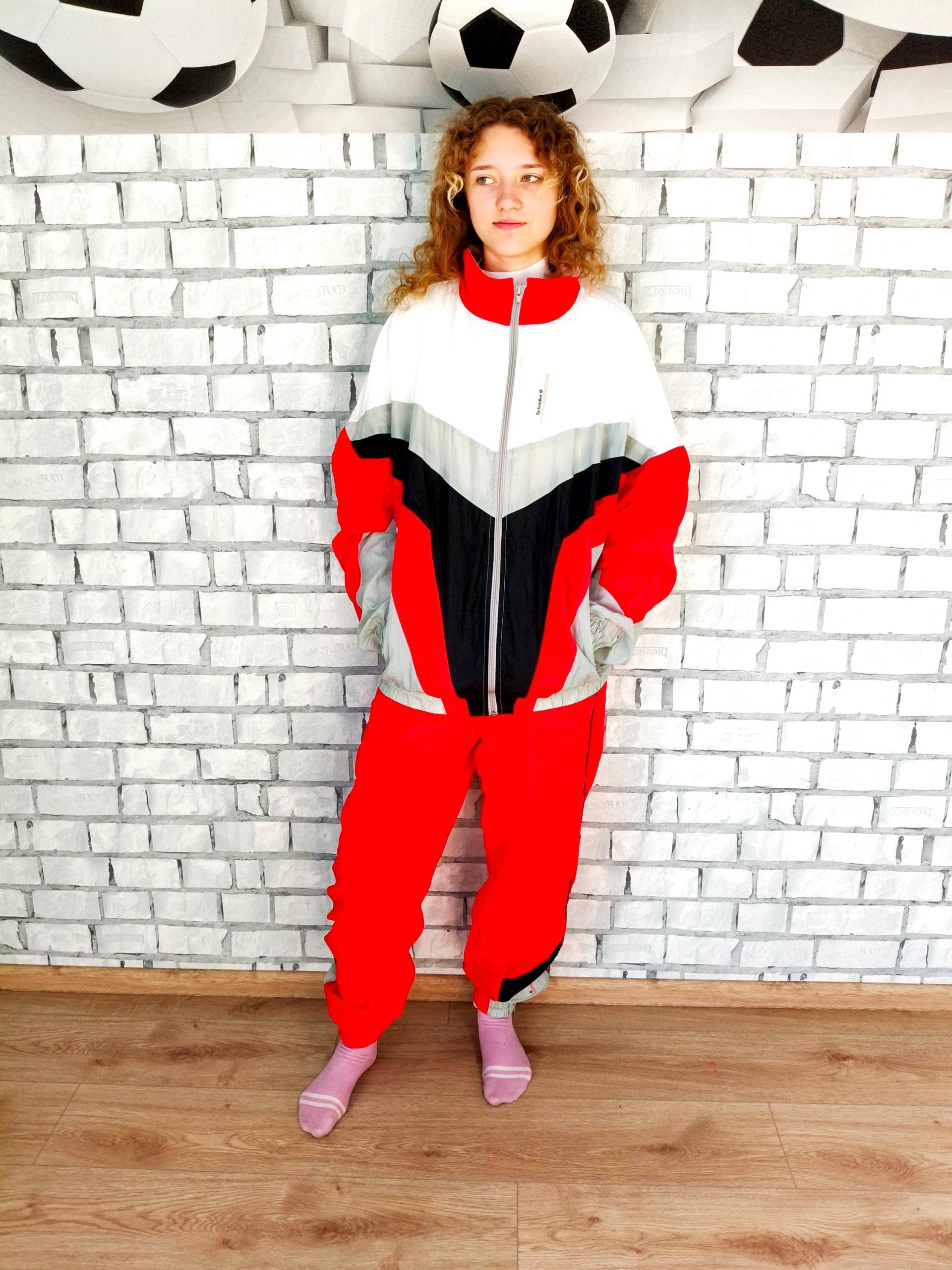 Unisex Trainingsanzug L/xl Schwarz Herren Damen Sportanzug Vintage 90Er Jahre Sporthose Windjacke Top von Lolitavintagee