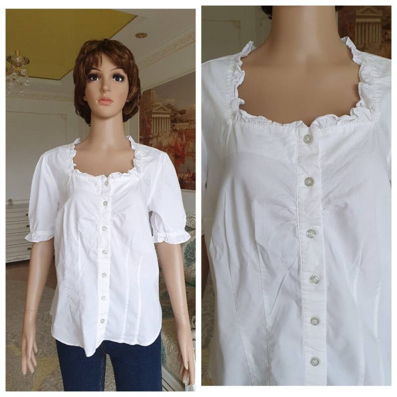 Victorian Style Dirndl Bluse Crop Folk Festival Top Oktoberfest Renaissance Weiß von Lolitavintagee