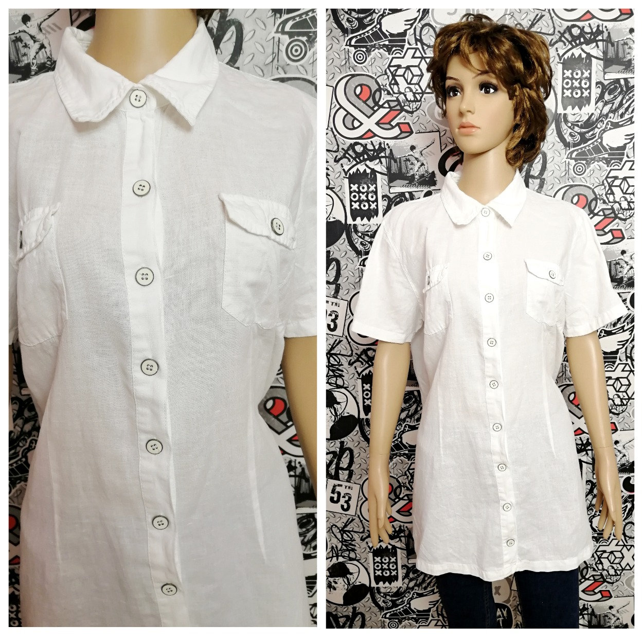 Weiße Bluse Damen Hemd Weiß Leinen Xl Leinenbluse Kleidung Damen Weißes Top Minimalist von Lolitavintagee