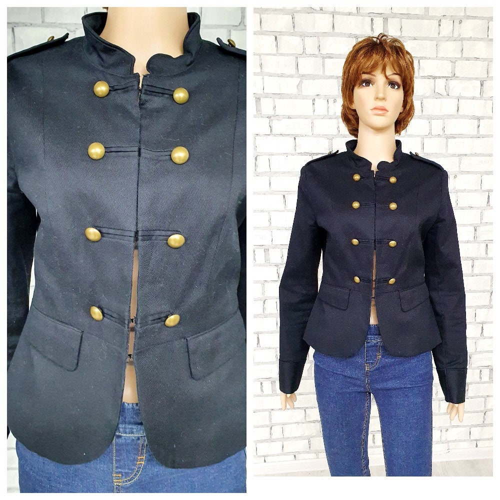 steampunk Blazer M Militär Kleidung Schwarze Jeansjacke Frauen Jacke von Lolitavintagee