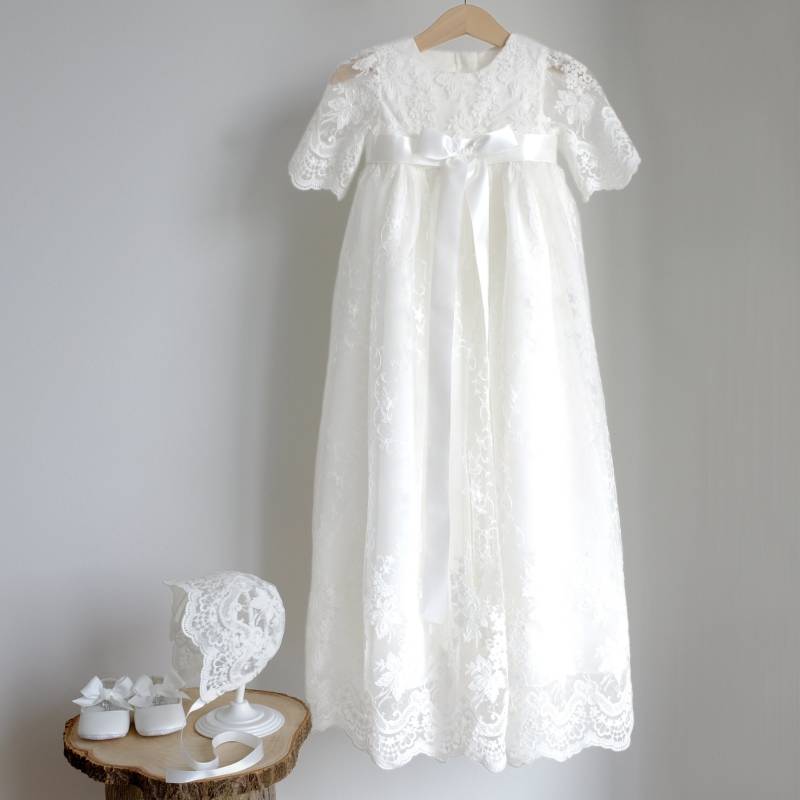 100% Maßanfertigung Alice Taufkleid Familienkleid Mütze von LoliweKids