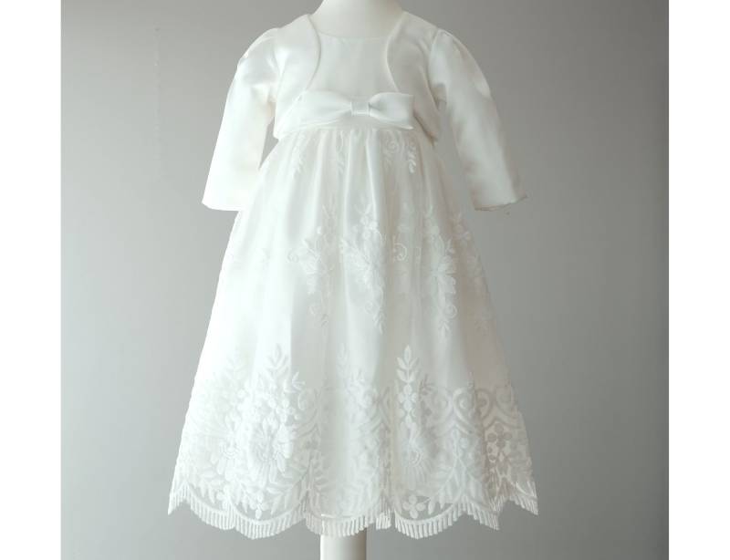 2Tlg Olia Taufkleid Bolero Babykleid Mädchenkleid Blumenmädchen von LoliweKids