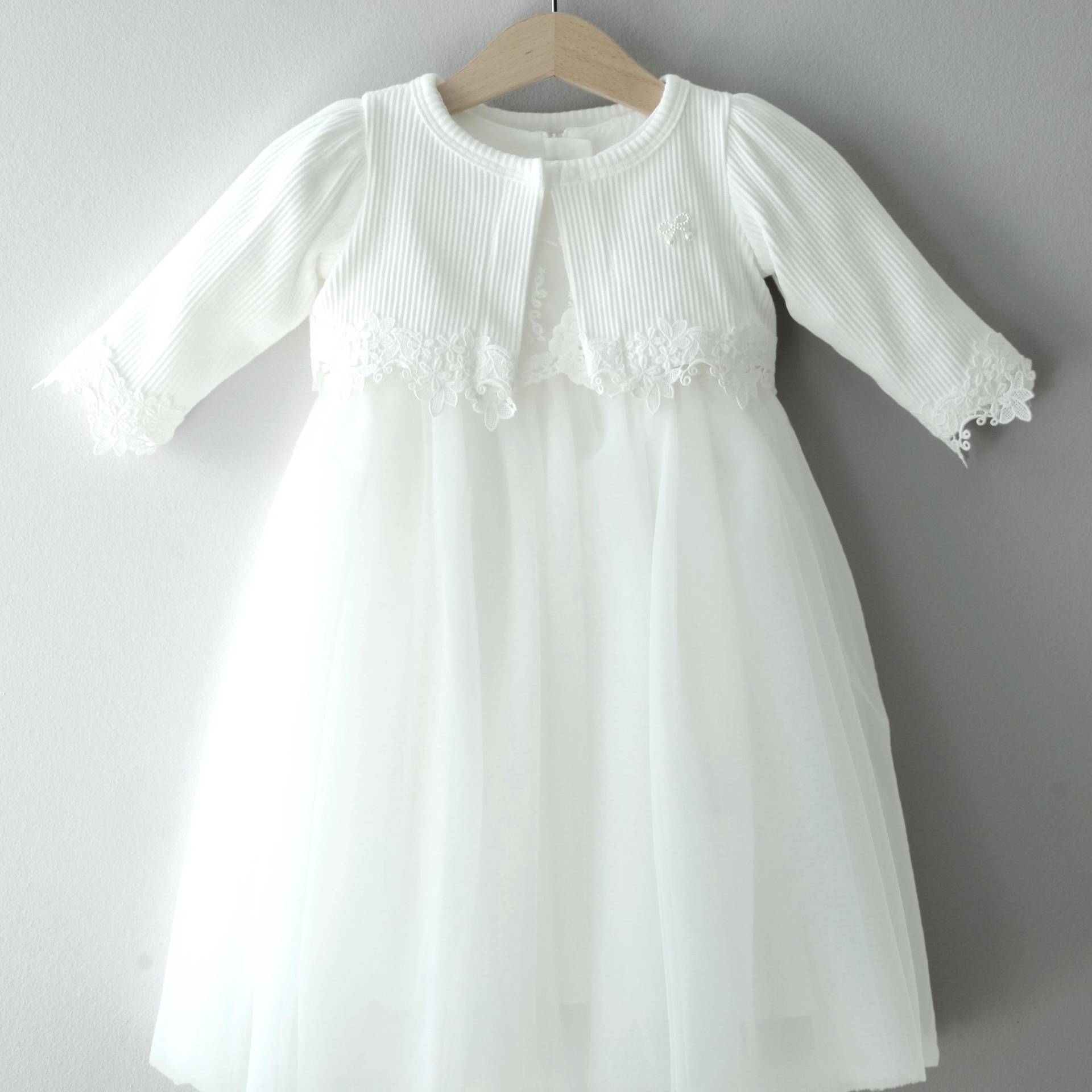 Alona Taufkleid Bolero Taufjacke Taufmütze Mädchenkleid Babykleid von LoliweKids