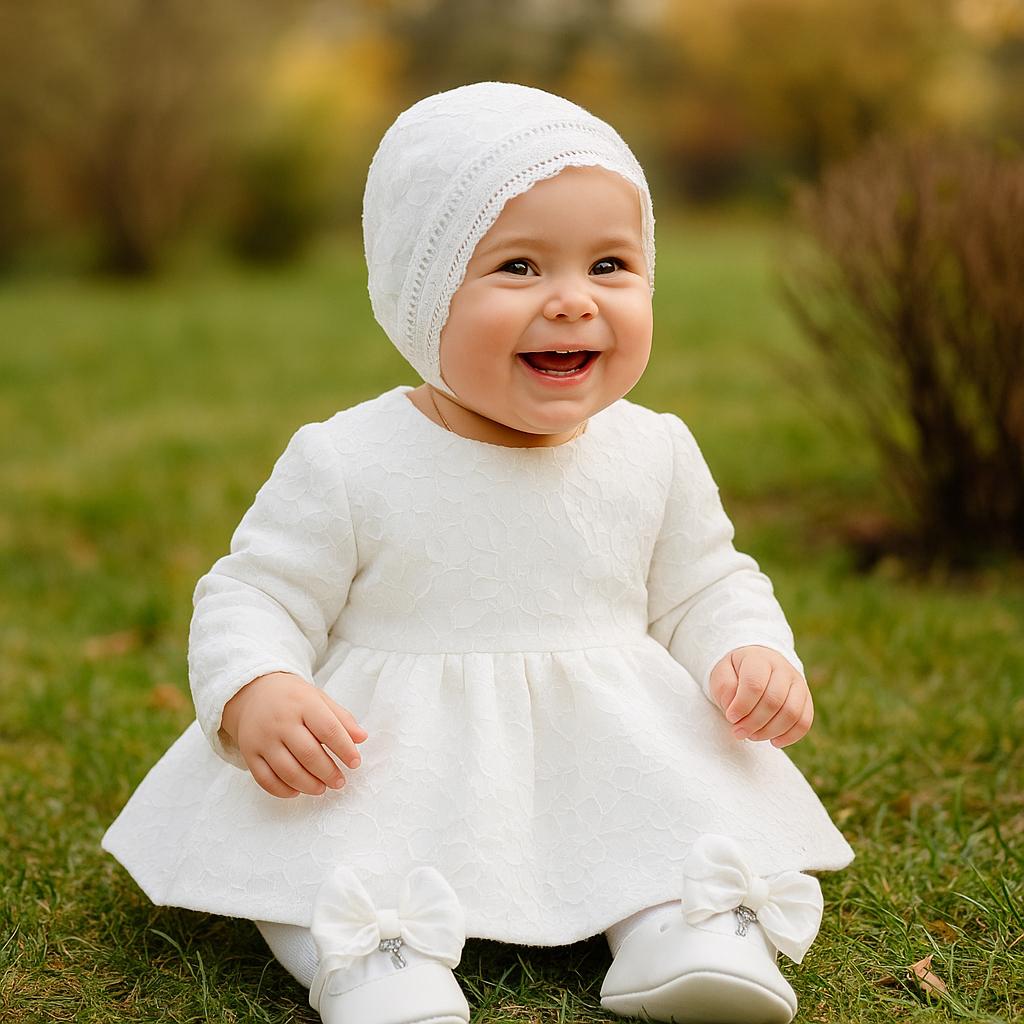 Loyala Elegantes Taufkleid Für Baby Mädchen - Festliches Kleid Aus Feiner Spitze Individuell Mit Langarm, Kurzarm Oder Ärmellos Erhältlich von LoliweKids