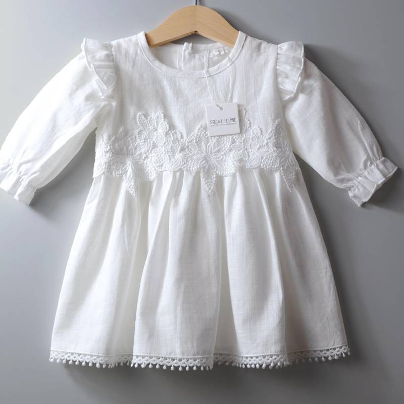 Luna - 100% Baumwolle Taufkleid Mädchenkleid L15 von LoliweKids