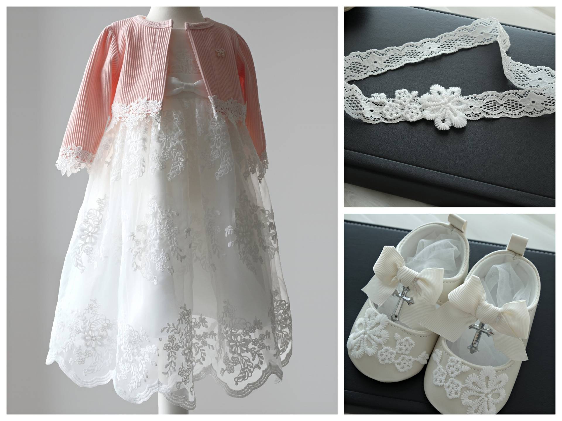 Nasiya Festkleid Bolero Stirnband Taufschuhe von LoliweKids