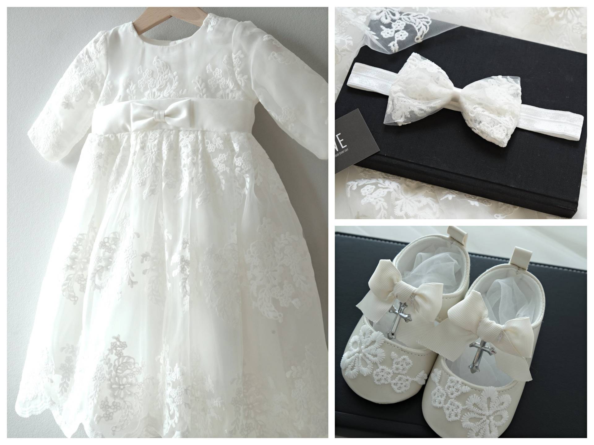 Nasiya Festkleid Stirnband Taufschuhe von LoliweKids