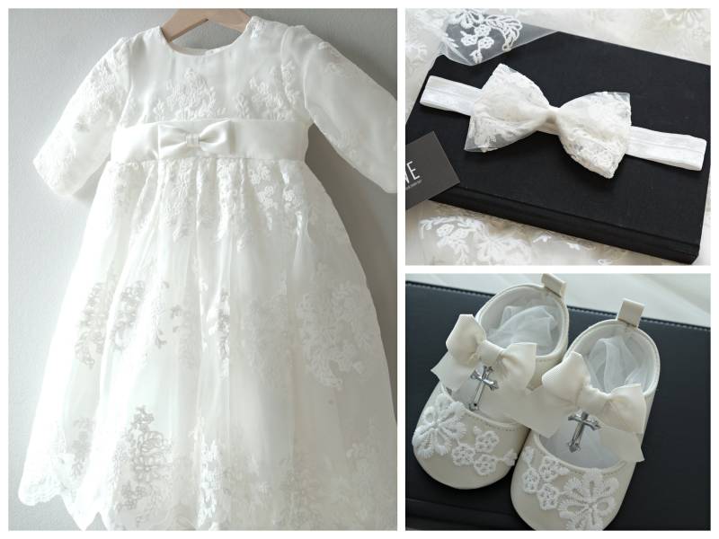 Nasiya Festkleid Stirnband Taufschuhe von LoliweKids