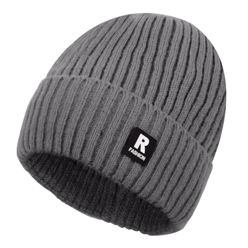 Lollanda Beanie Mütze, Herren Wintermütze Strickmütze, Damen Dehnbare Weiche Wollmütze, Unisex Winter Warme mütze, Geschenk für Freundin männer Frauen (Grau) von Lollanda