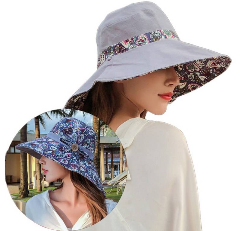 Kaket Sonnenhut Damen Strand Outdoor Sonnenhut mit beidseitigem UV-Schutz Fischerhut von Kaket