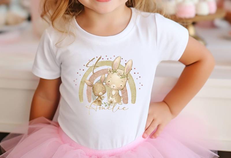Geburtstagsshirt Personalisiert T-Shirt Geburtstagskind Mädchen Hase Häschen Hasi von LolleBy