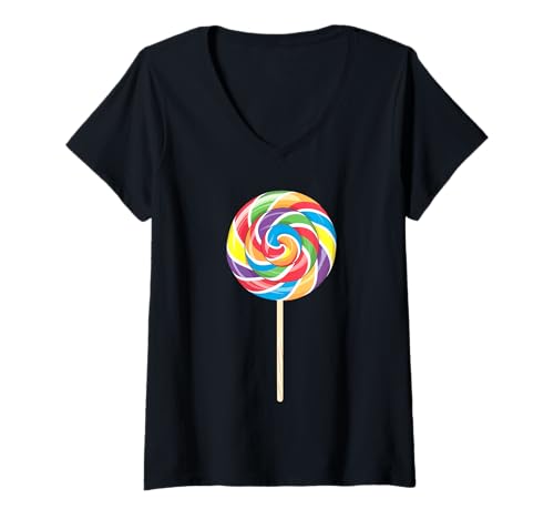 Damen Lollipop Shirt Herren Damen Kinder Regenbogen Sucker Candy Kostüm T-Shirt mit V-Ausschnitt Damen Lollipop Shirt Herren Damen Kinder Regenbogen Sucker Candy Kostüm T-Shirt mit V-Ausschnitt von Lollipop Rainbow Sucker Candy Costume Shirts