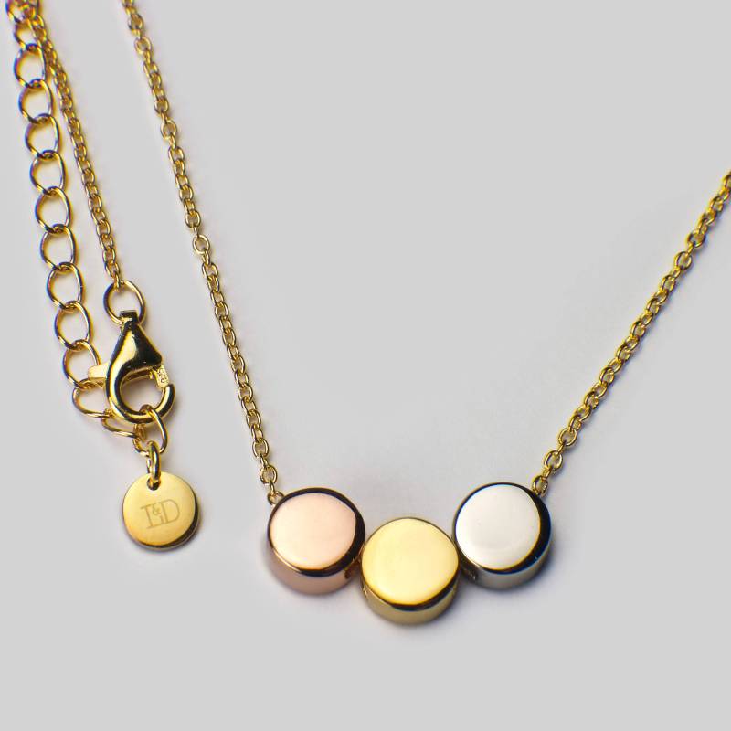 Multibead - 3 Perlen Kette/Silber, Rosa, Gelb Goldene Kugelkette von LollyandDolly