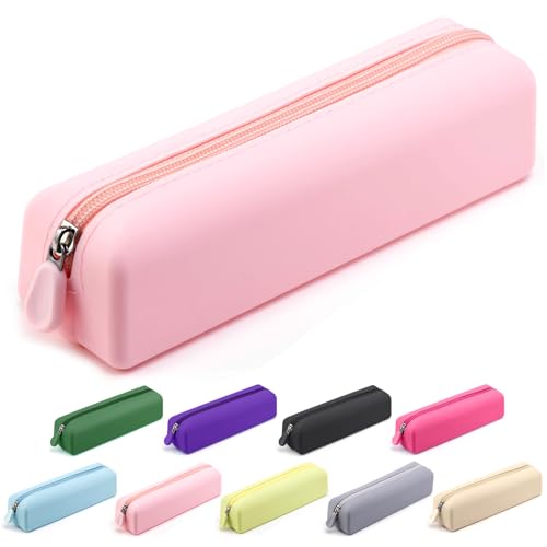 Lolocor Silikon Federmäppchen, Federmäppchen, Federmäppchen Klein, Federmäppchen Ästhetisch, Silikon Federmäppchen, Federmäppchen Ästhetisch, Federmäppchen für Frauen, Make-up-Tasche Rosa von Lolocor