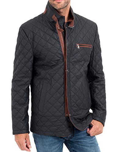 Elegante und hochwertige Herren Premium Lederjacke Leno aus weichem Lammleder (Größen 46-68) (46, Dunkelblau Braun) von Lolus