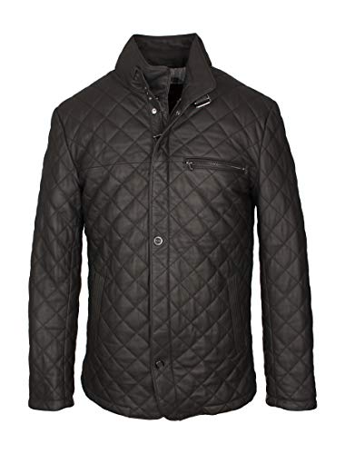 Elegante und hochwertige Herren Premium Lederjacke Leno aus weichem Lammleder (Größen 46-68) (48, Schwarz) von Lolus