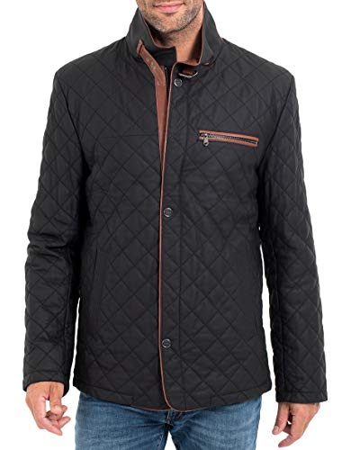 Elegante und hochwertige Herren Premium Lederjacke Leno aus weichem Lammleder (Größen 46-68) (50, Schwarz Braun) von Lolus