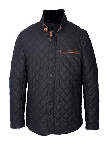 Gesteppte Herren Lammfelljacke Steppjacke aus Lammfell - Leno Lammfell in schwarz braun (58, Schwarz Braun) von Lolus